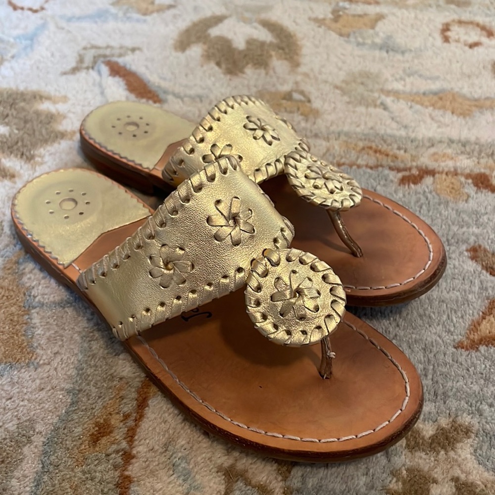 Girls Jack Rogers Sandal Gold, Size 3